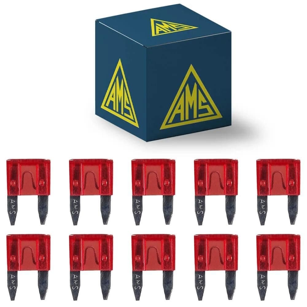 10 Fusíveis Mini Lâmina 10A Universal Vermelho AMS 17010