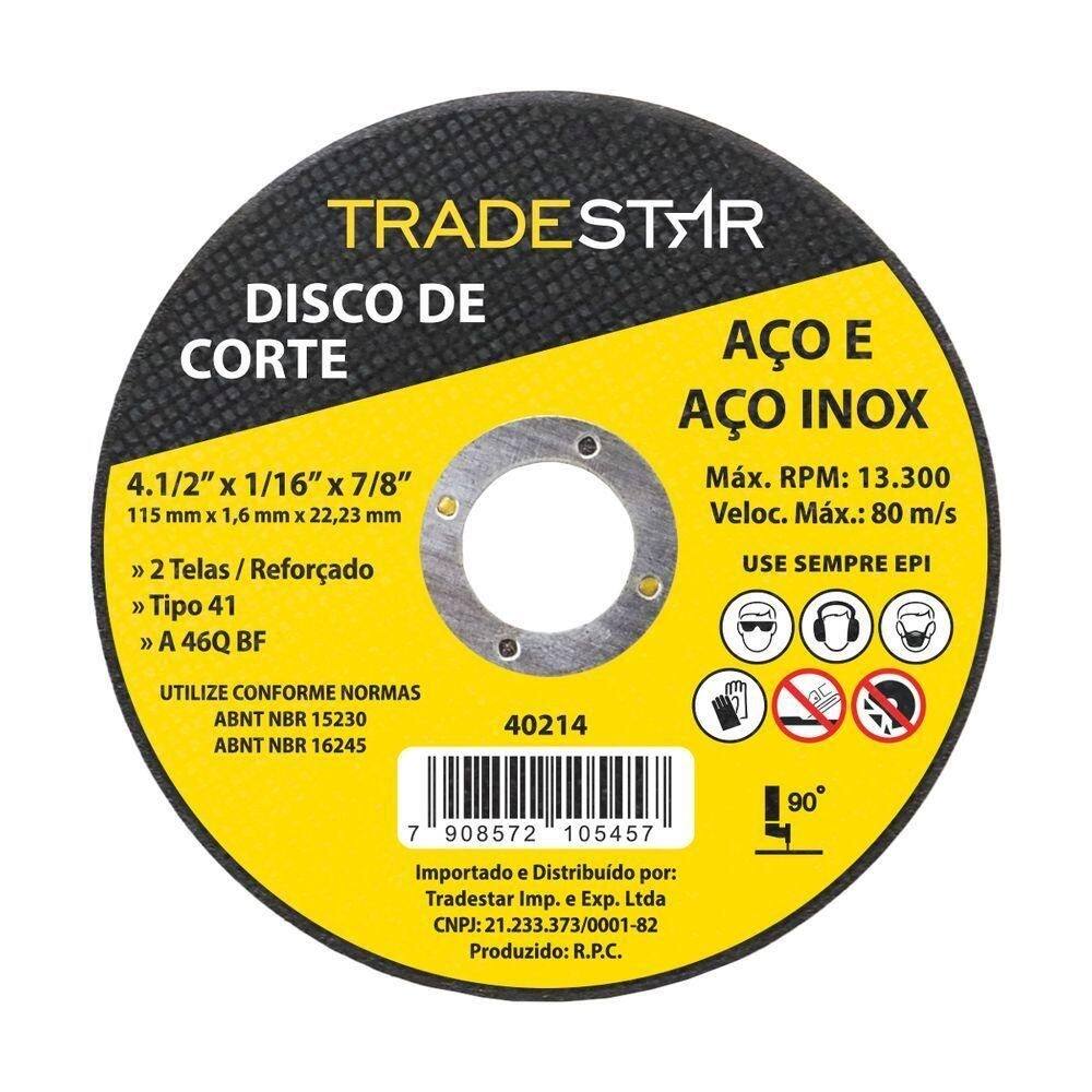 Disco Corte Fino Inox 4.1-2 115x1,6 Mm Esmerilhadeira Tradestar