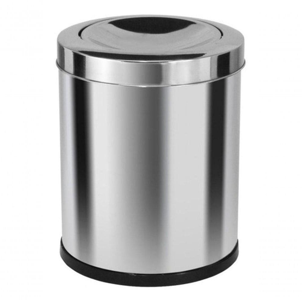 Lixeira Emaço Inox Com Tampa Meia Esfera 22 Litros Cor:Cinza