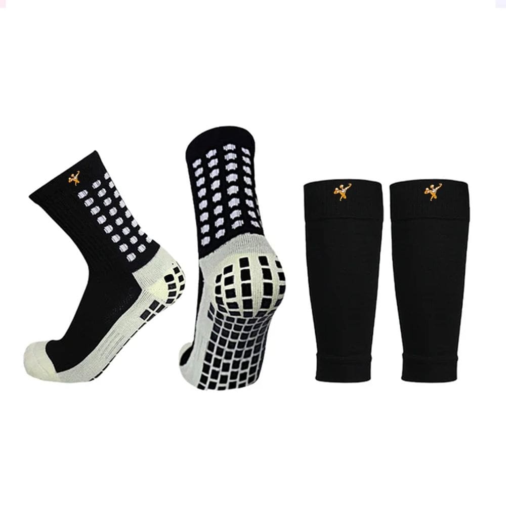 Kit Meia Esportiva Gold Sports Futebol Titan II Anti - Derrapante Adulto e Manguito de Panturrilha