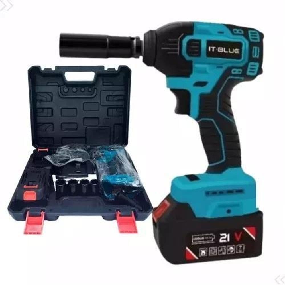 Chave de impacto com 02 baterias 21v íon-lítio profissional