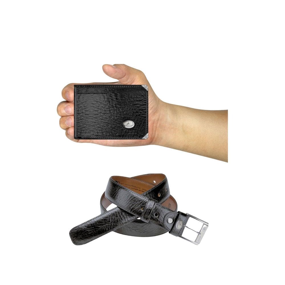 Kit Carteira Media Mitty Couro + Cinto Mitty M1 S4 Preto