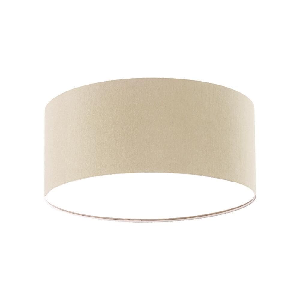 Luminária Plafon Redondo Cúpula Em Tecido 30X15 Cáqui
