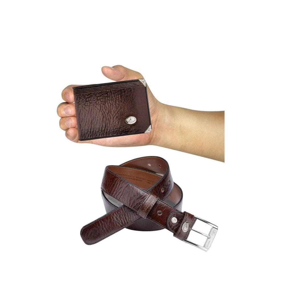 Kit Carteira Media Mitty Couro + Cinto Mitty M1 S4 Cafe