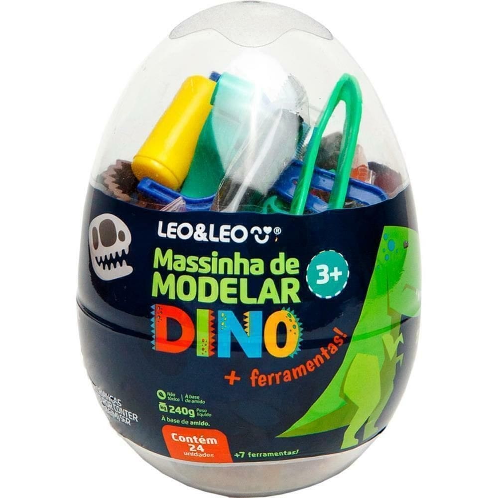 Massa Para Modelar Criativa Dino 24 Cores+7Pçs - Leonora