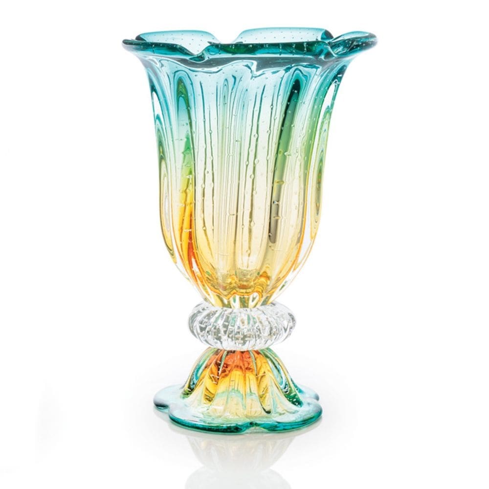 Vaso Em Cristal Murano Esmeralda Assinado São Marcos