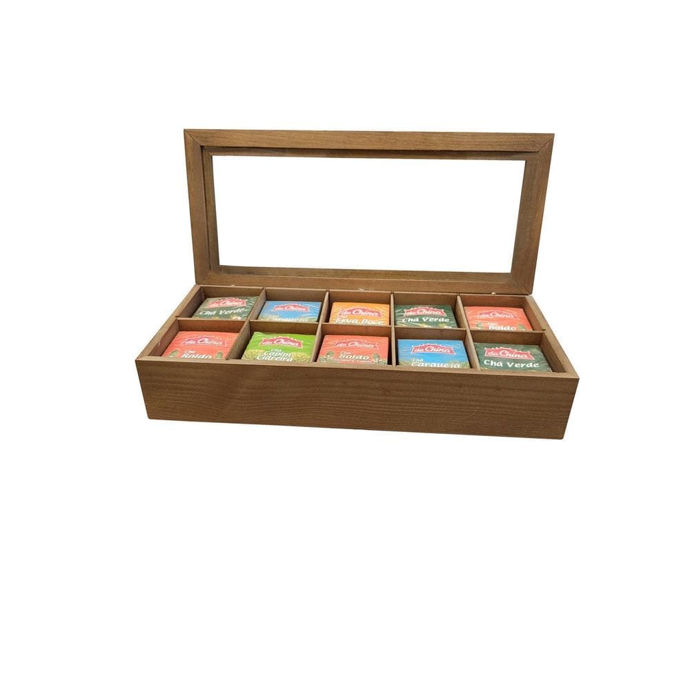 Caixa para chá mbuia rústica c/10 divisórias