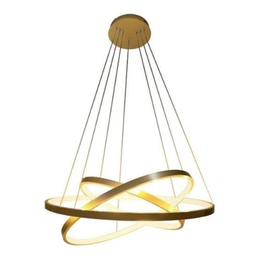 Lustre led moderno pendente anéis 3 arco aro dourado