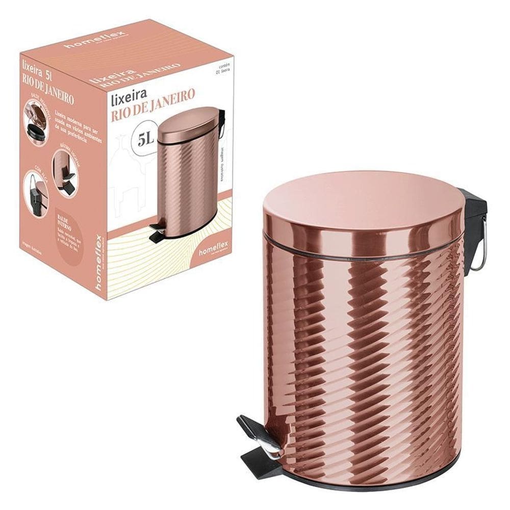 Lixeira rio de janeiro 5 litros rose gold