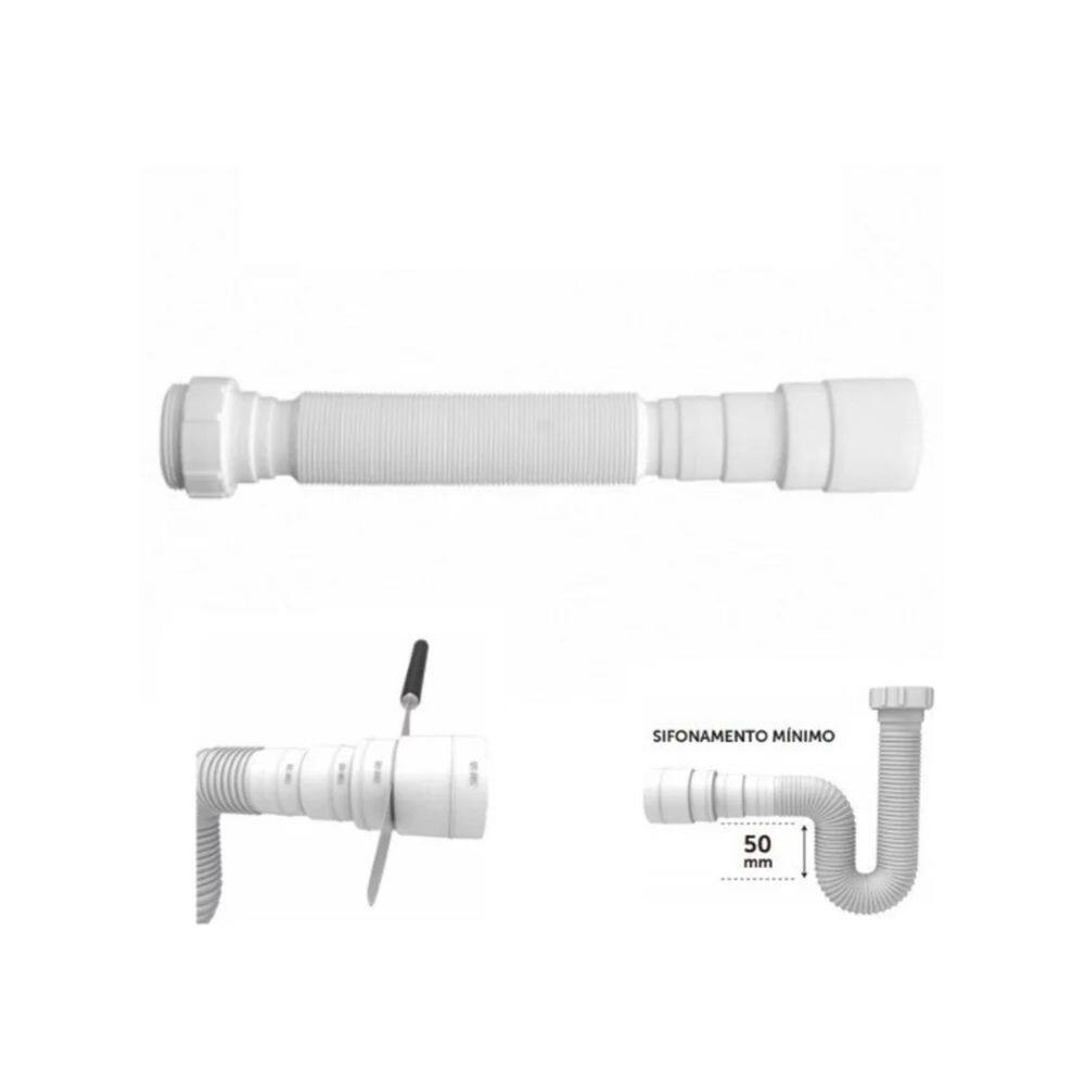 Sifão Extensivo Branco Ajustável Blukit - 30101