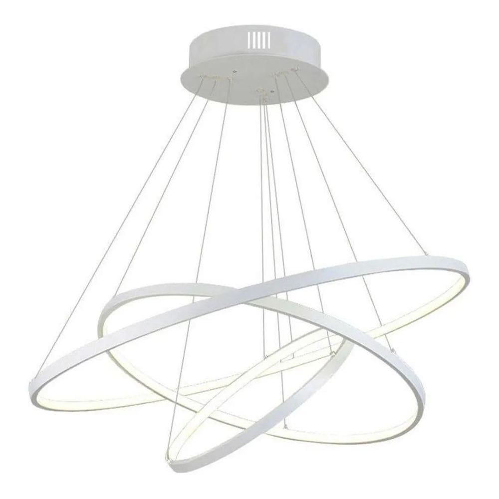 Lustre led moderno pendente anéis 3 arco aro branco