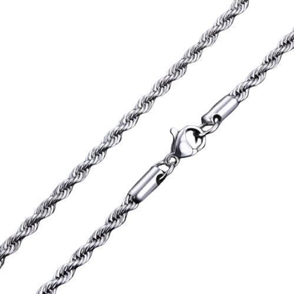 Corrente cordão masculino 3mm baiano aço inox trançado