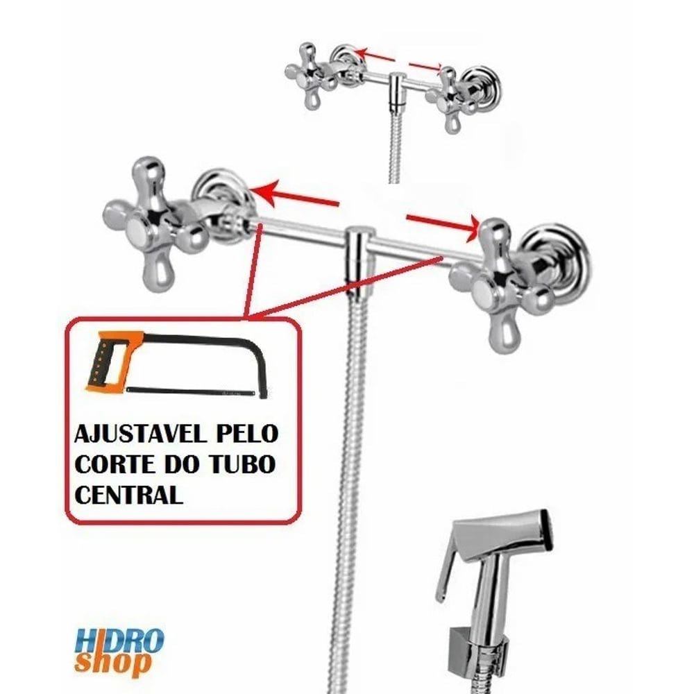 Misturador Externo Ajustável Ducha Higiênica Cromado - 2300929