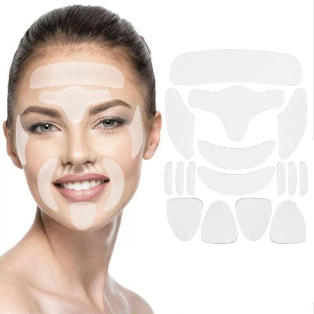 Mascara reutilizável silicone anti-rugas rosto adesivo 16pçs