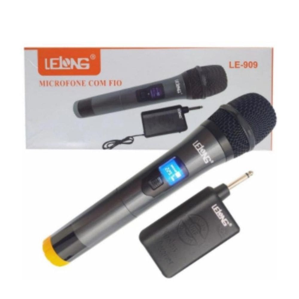 Microfone locutor le-909 sem fio profissional músicos