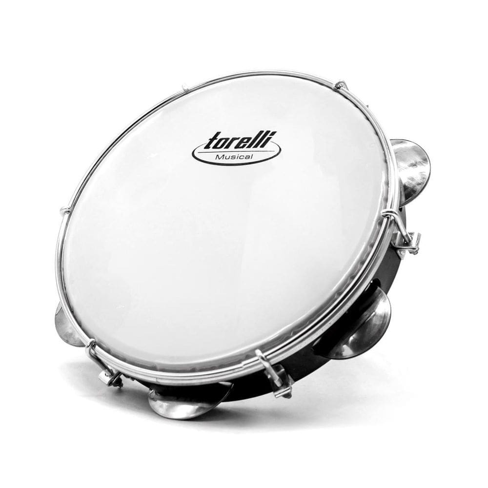 Pandeiro De 8`` Preto Abs Pele Leitosa Torelli Tp809Pr