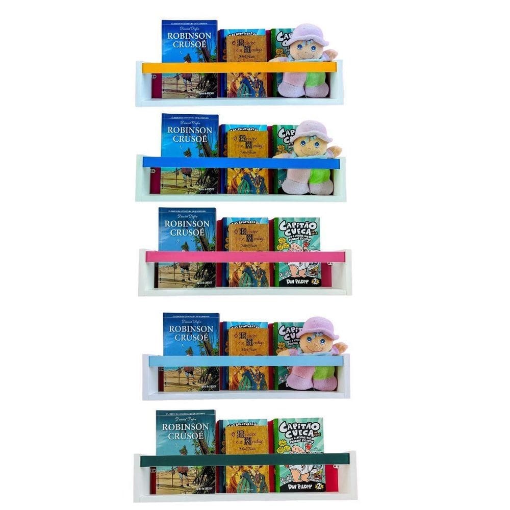 Prateleira livros infantis colorida nicho parede organizador