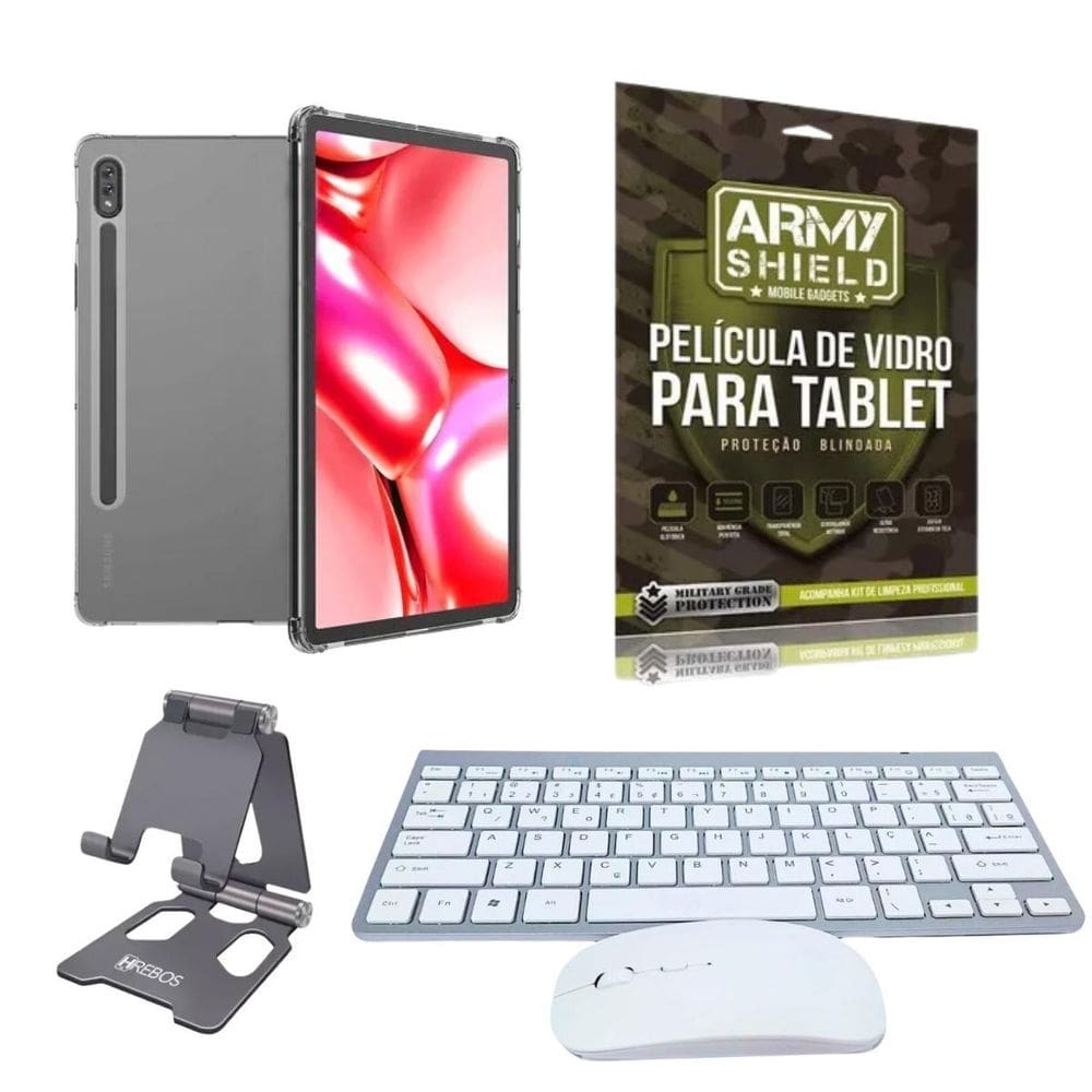 Kit Capa Antishock Para Galaxy Tab S7 11 + Teclado E Mouse