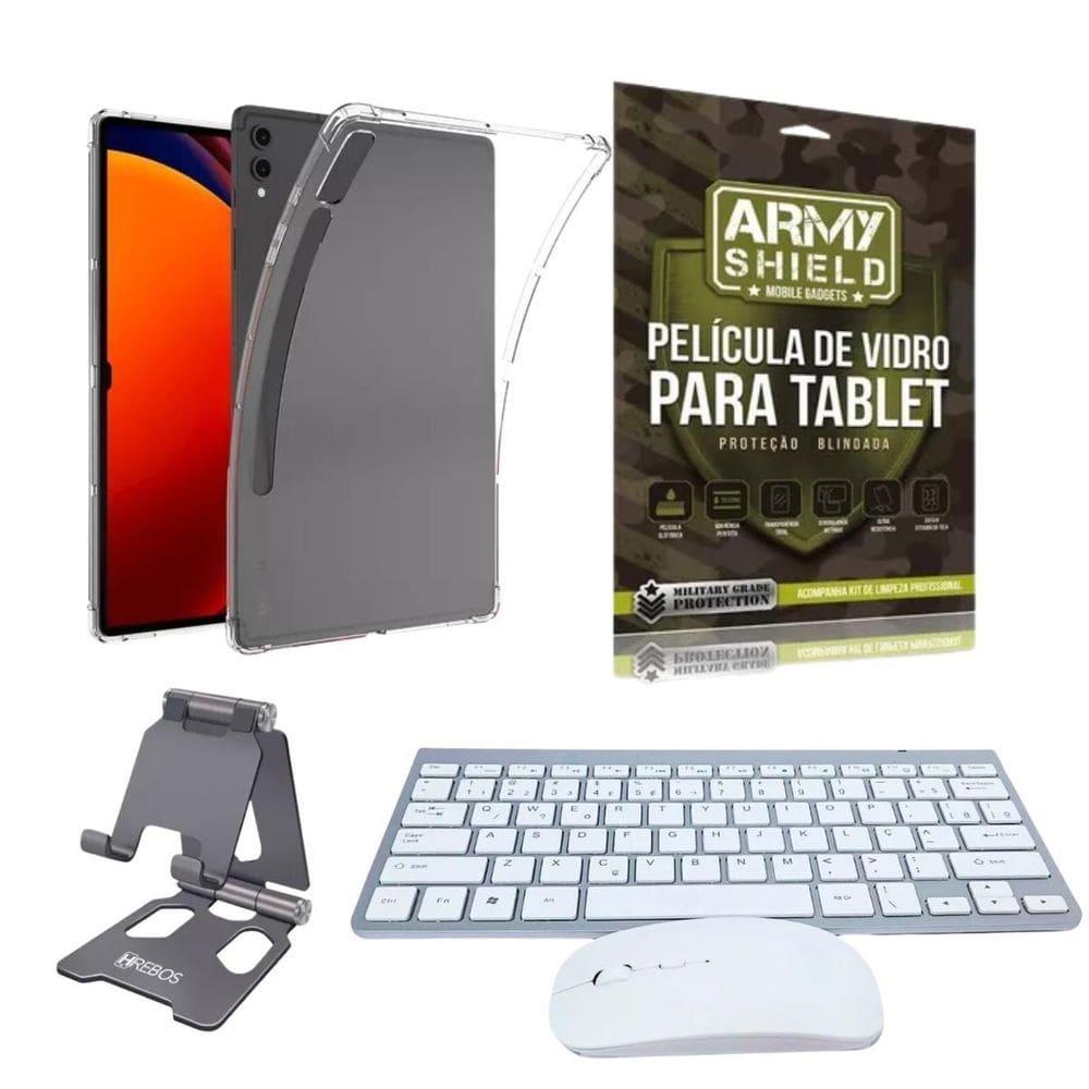 Kit Capa Antishock Para Galaxy Tab S9 Plus 12.4 + Teclado