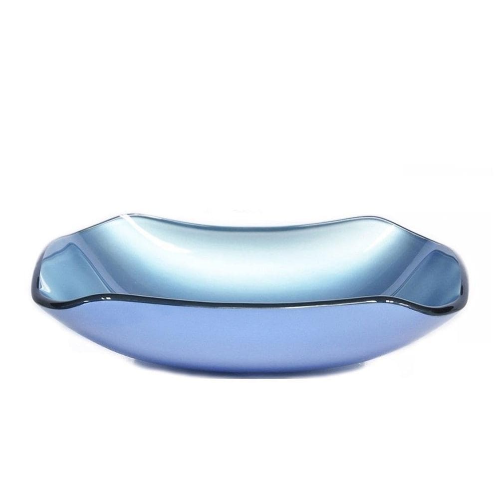 Cuba de vidro retangular abaulada 45cm azul