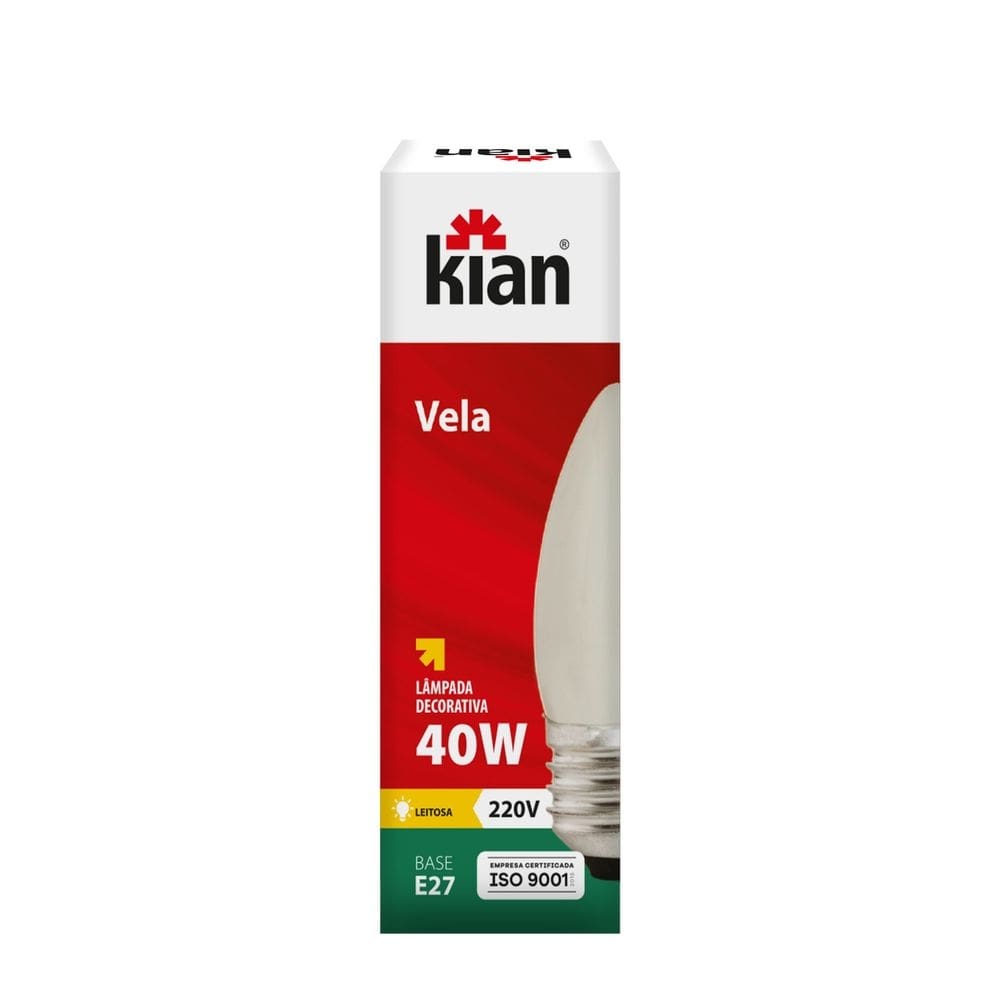 Vela Incandescente Leitosa 40W E27 KIAN 1682318
