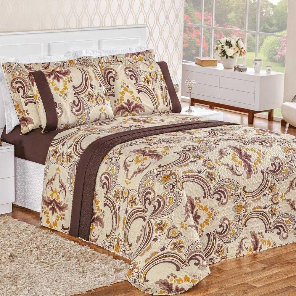 Coordenado cobre leito naturale e lençol queen 7peças dhalas