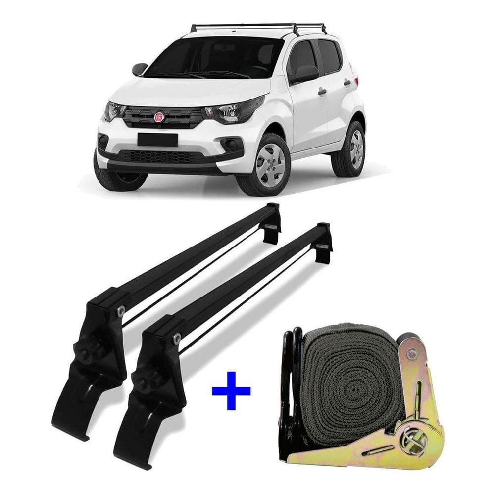 Rack de teto fiat mobi 16 até 19 bagageiro + 1 cinta catraca