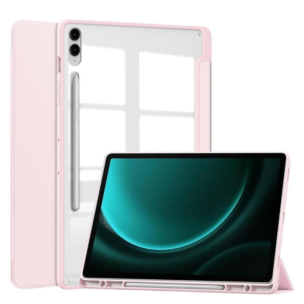 Capa silicone c/ slot caneta p/ samsung galaxy tab s9 fe+ 12.4 - rosa