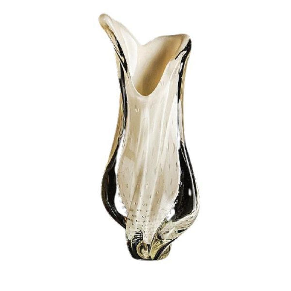 Vaso Em Cristal Murano Pérola São Marcos 15x22x54cm