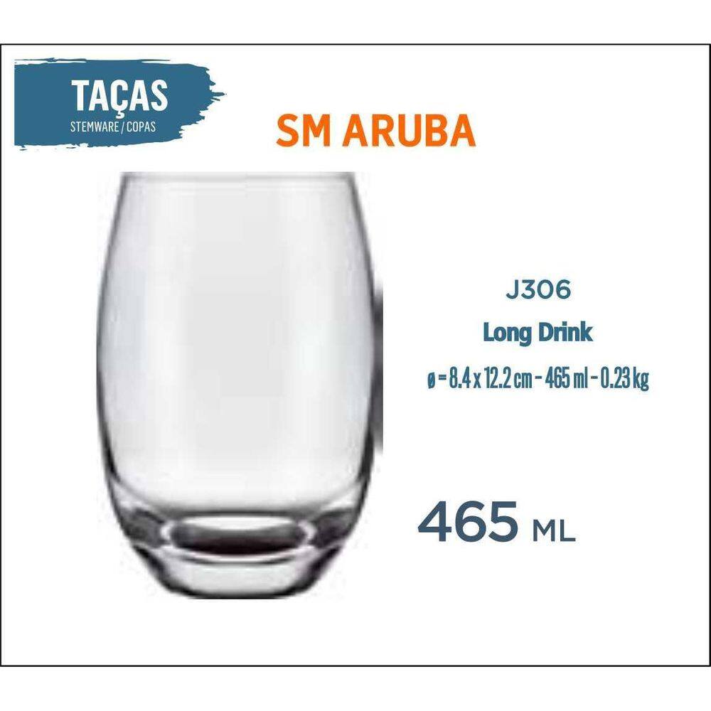 12 Copos Aruba 465Ml Cerveja Refrigerante Suco Batida