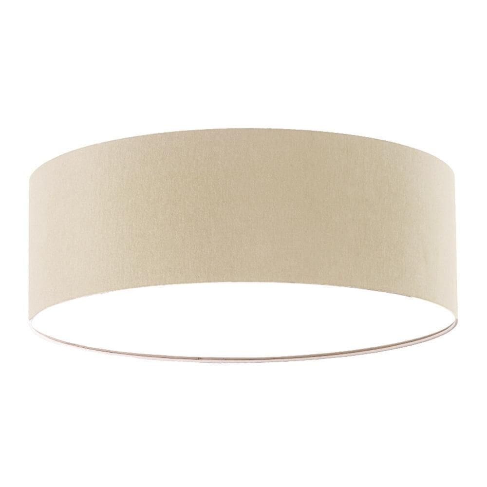 Luminária Plafon Redondo Cúpula Em Tecido Cru 40X15