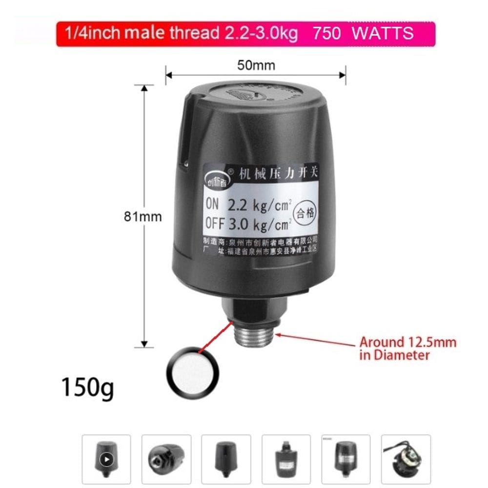 Chave Pressão Pressostato Para Pressurizador Rosca Macho 1/4 - 10306700IMP
