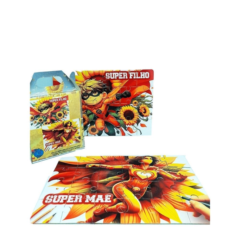 Kit Quebra-Cabeça 60 Peças Crianças Super Mãe E Super Filho