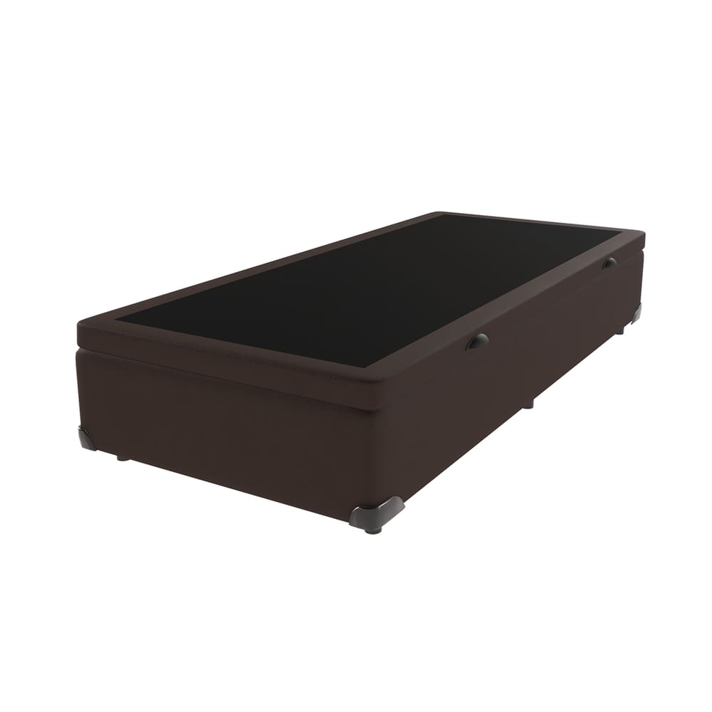 Cama Box com Baú Solteiro Marrom de Madeira 88cm KazaMix