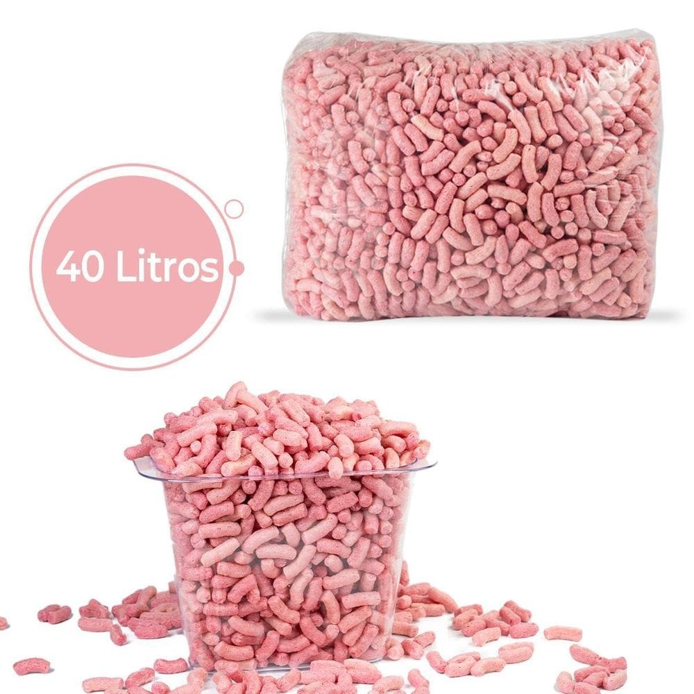 40 litros flocos de proteção enchimento biodegradável rosa
