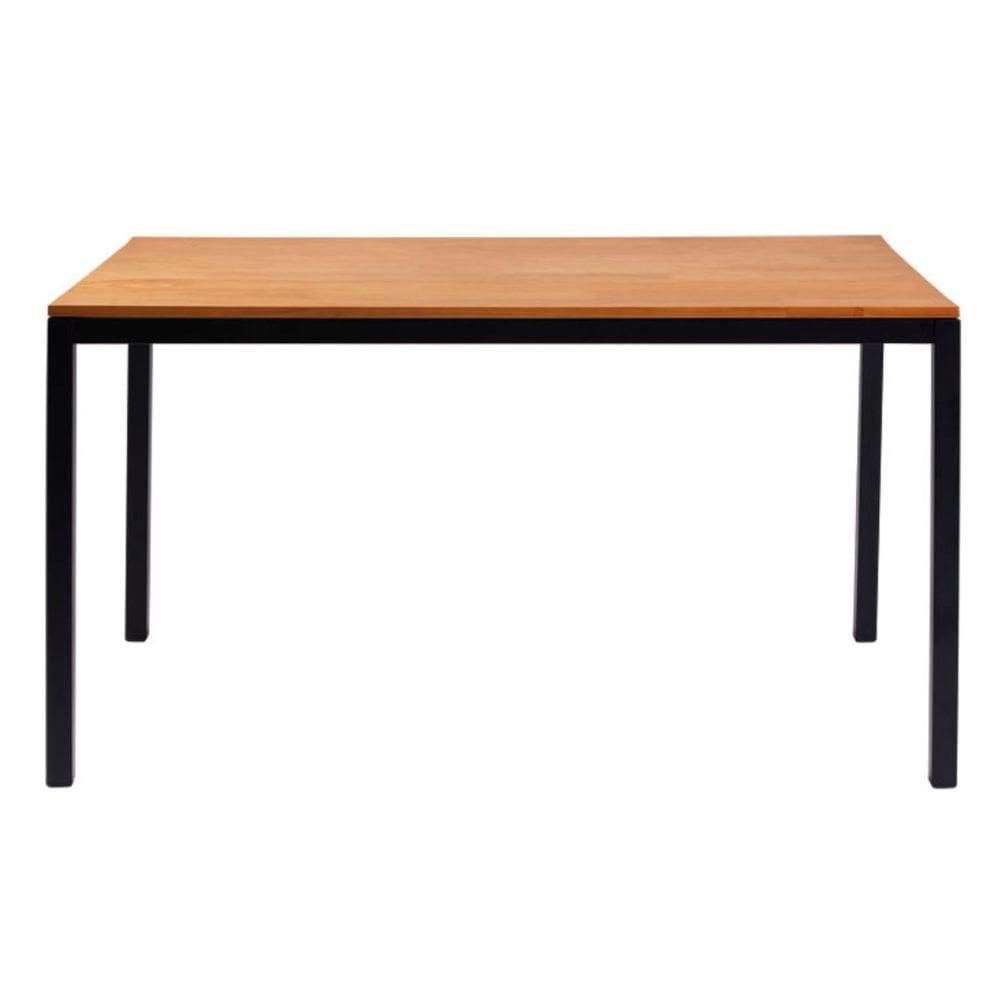 Mesa De Jantar Retangular Denver Industrial Daf Móveis 120 X 90 Cm Madeira Maciça Base Aço Preto