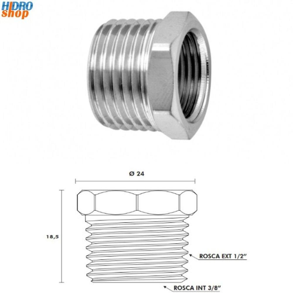 Bucha de Redução 1/2" x Padrão Europa - 310201