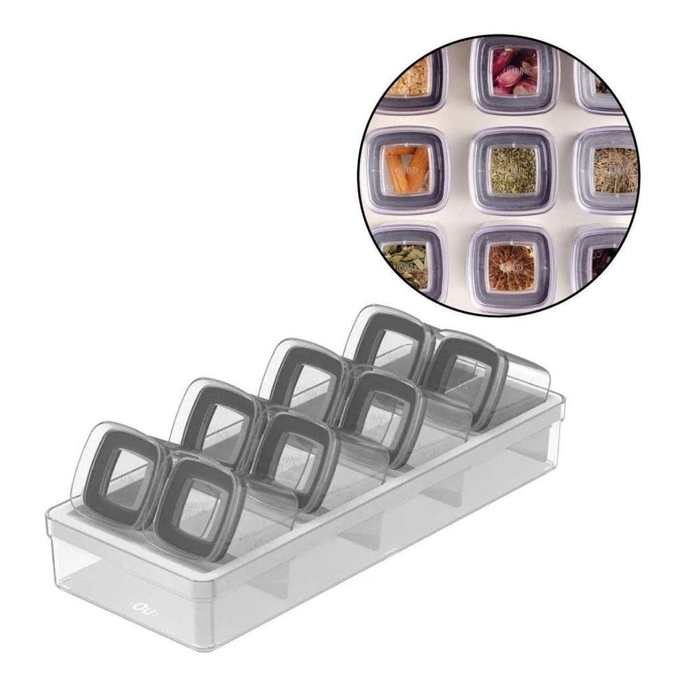 Porta Temperos Pote Hermético Organizador Condimentos 9Pçs