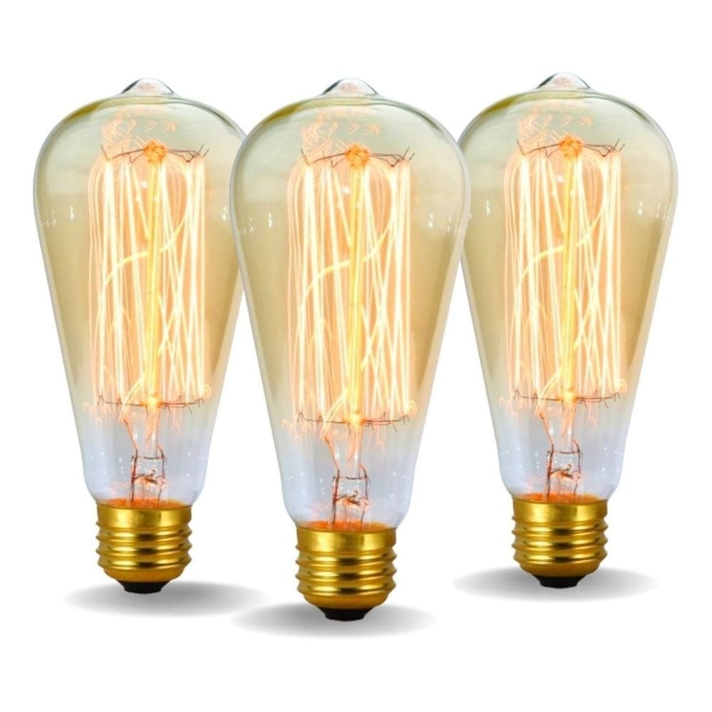 3 lâmpada filamento carbono bulbo st64 vintage retro edison
