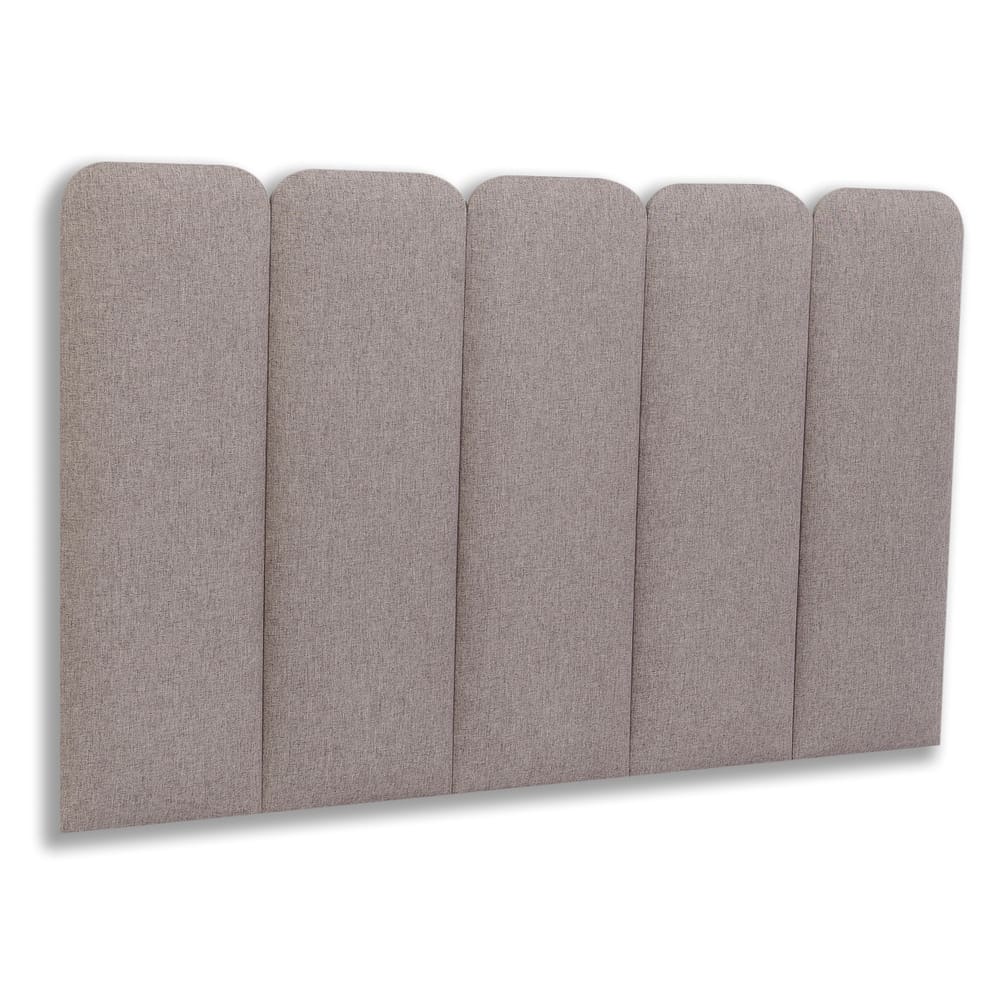 Cabeceira Solteiro Estofada Kit 5 Placas Arredondada - Linho Castor