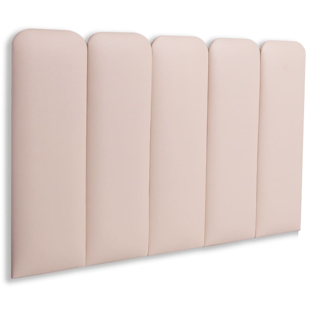 Cabeceira Solteiro Estofada Kit 5 Placas Arredondada - Courino Marfim / Off White