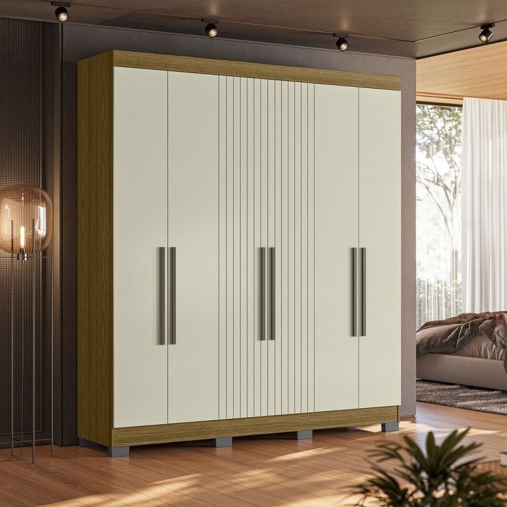 Guarda Roupa Dakota 6 Portas Freijo Frj Ac Off White Ac - Olivar Móveis