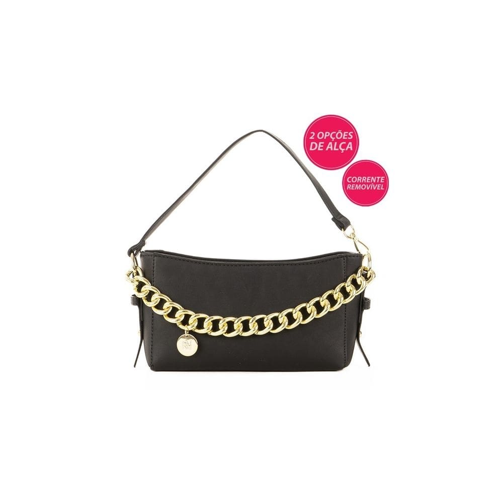 Mini Bolsa Feminina Rafitthy Preta Duas Alças