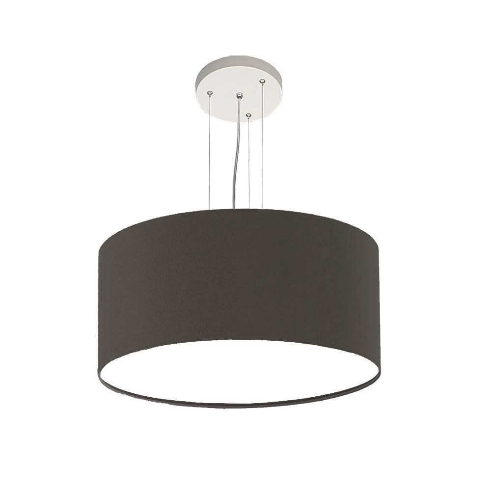Lustre Pendente Redondo Cúpula Em Tecido Preto 30X15