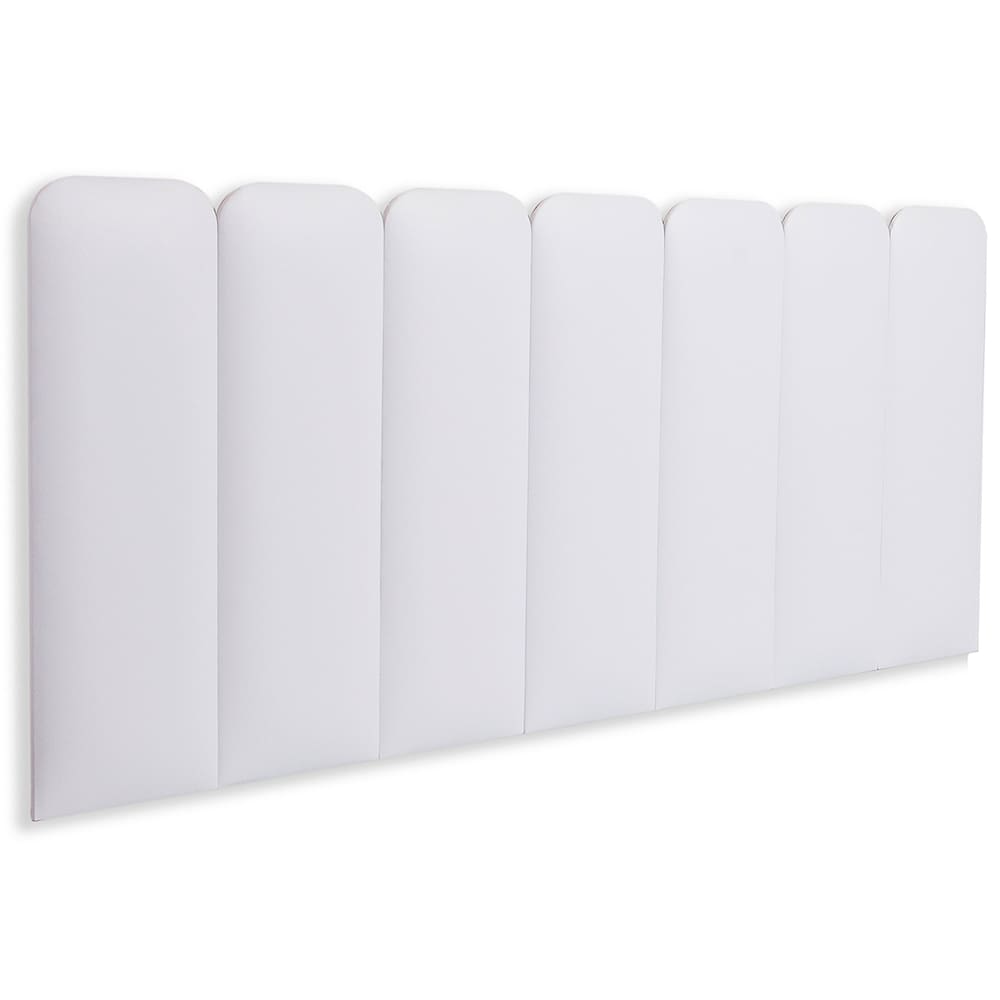 Cabeceira Casal Estofada Kit 7 Placas Arredondada - Courino Branco