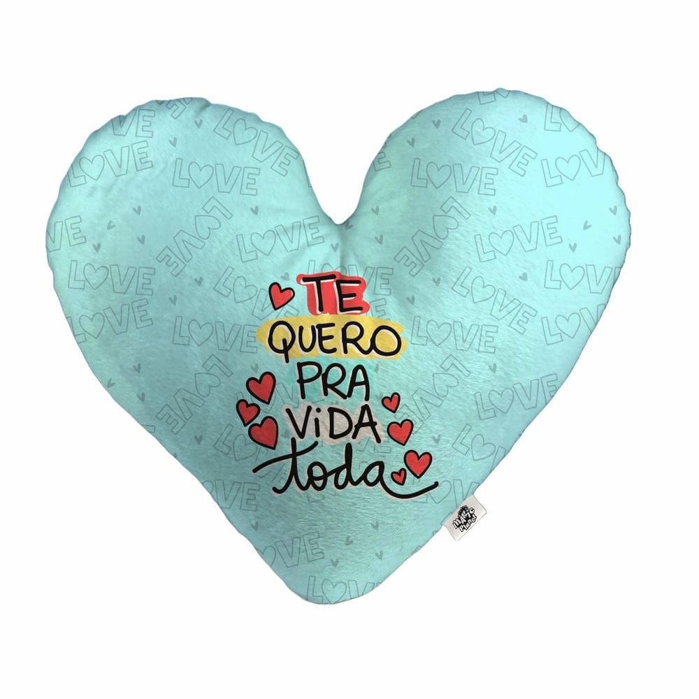 Almofada Coração Pelúcia Te Quero Pra Vida Toda Namorados Tamanho:P