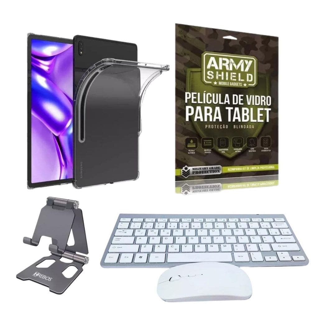 Kit Capa Antishock Para Galaxy Tab S7 Plus 12.4 + Teclado