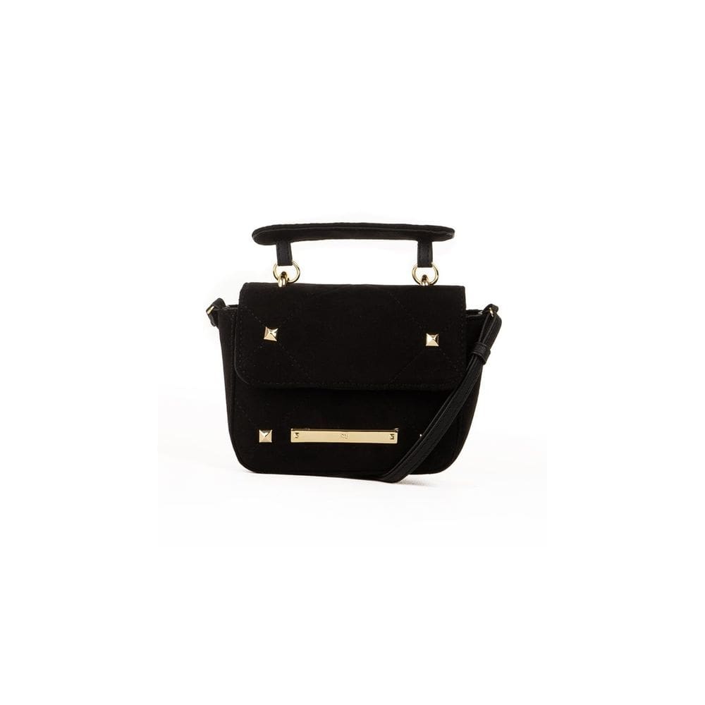 Mini Bolsa Feminina Rafitthy Preta Detalhes Dourados
