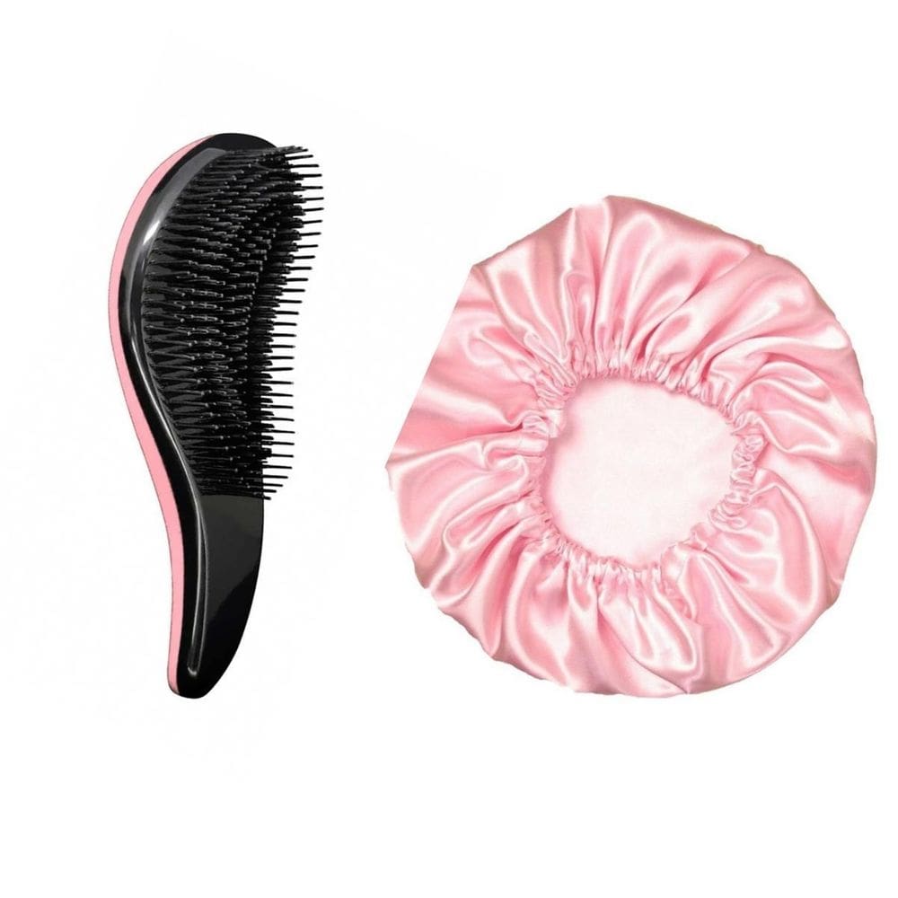 Kit toca cetim anti frizz + escova pente mágica para cabelo
