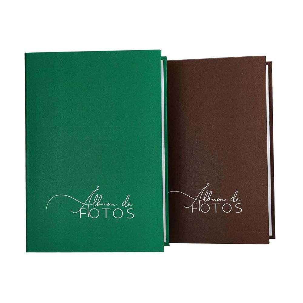 2 albuns para 500 fotos 10x15 premuim fosco marrom e verde